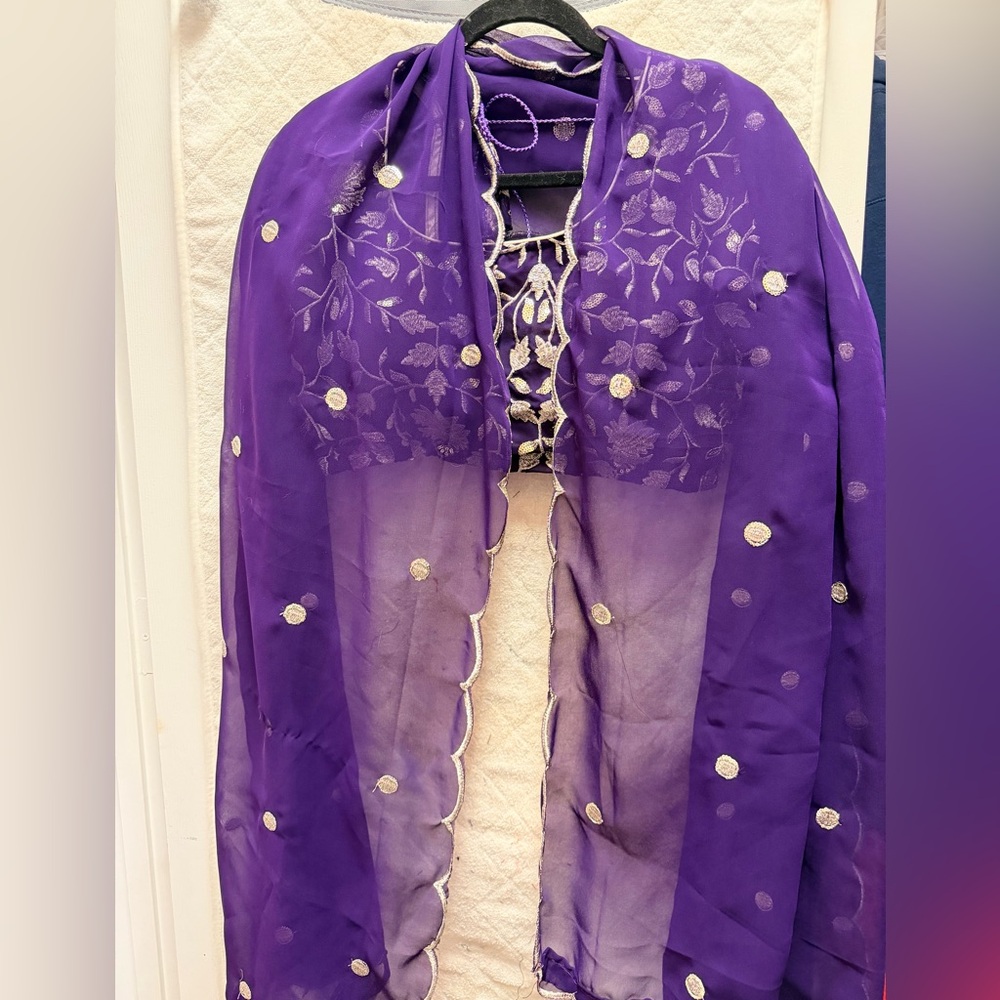 Women’s Embroidered Purple Lehenga Set - Picture 4 of 5